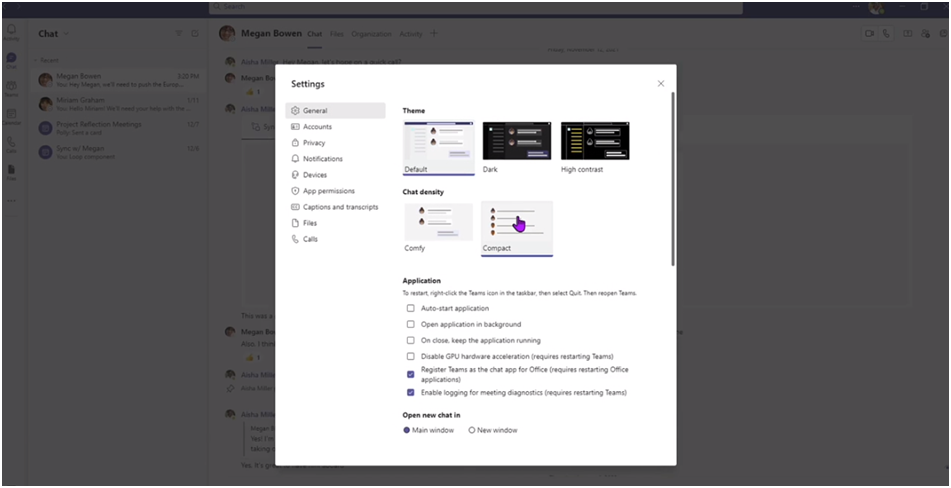 Chat density in Microsoft Teams