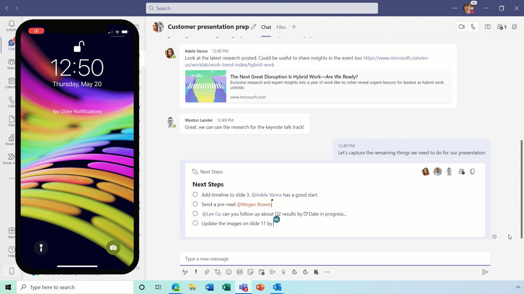 Sử dụng thành phần Microsoft Loop trong Teams chat