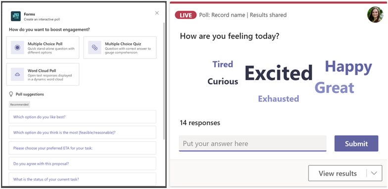 Support open-text question poll for Teams meeting 